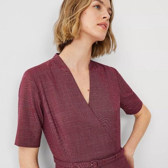 Ann Taylor Wrap Belted Cross Weave Sheath Dress, size 12 - Picture 2 of 6